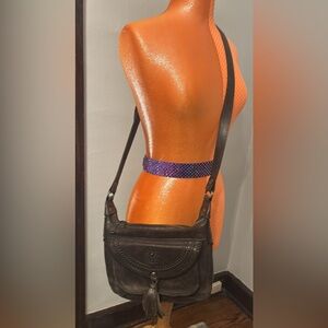 Patricia Nash Beaumont Crossbody Bag Cognac Brown Leather Tooled Design